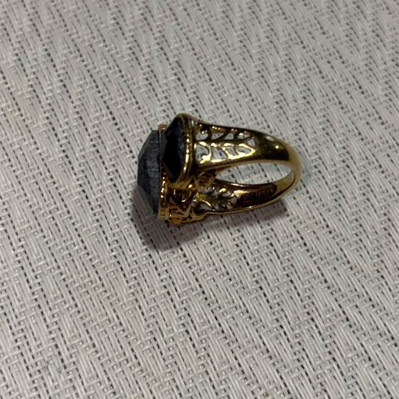 Sterling Silver Gold Plated Three Stone Ring Size 7 - Picture 7 of 9